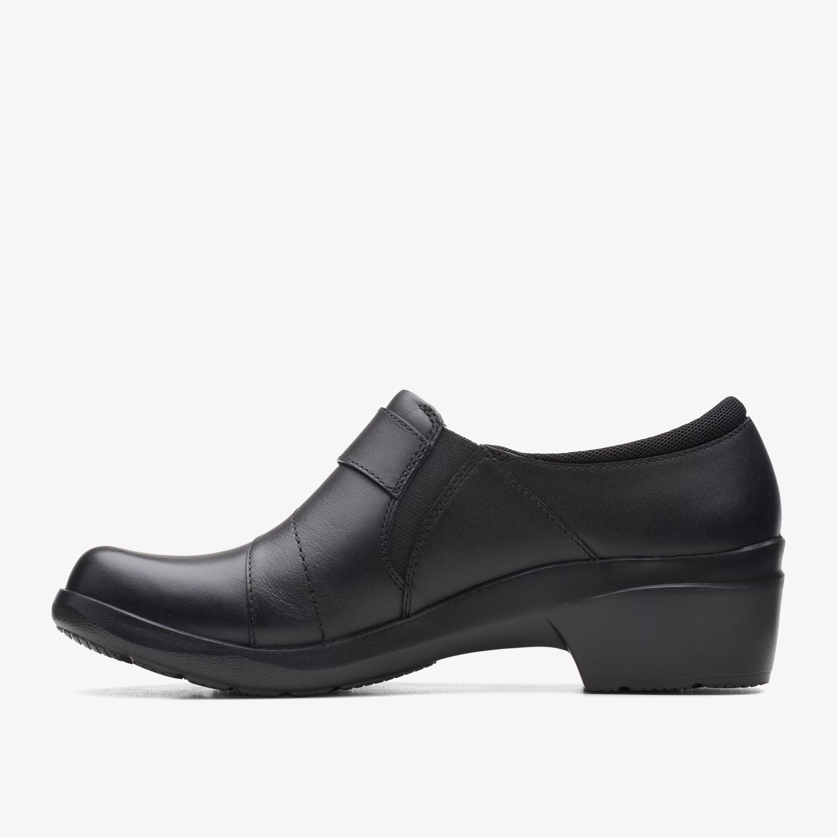 New Angie Pearl Black Leather Women Clogs & Mules