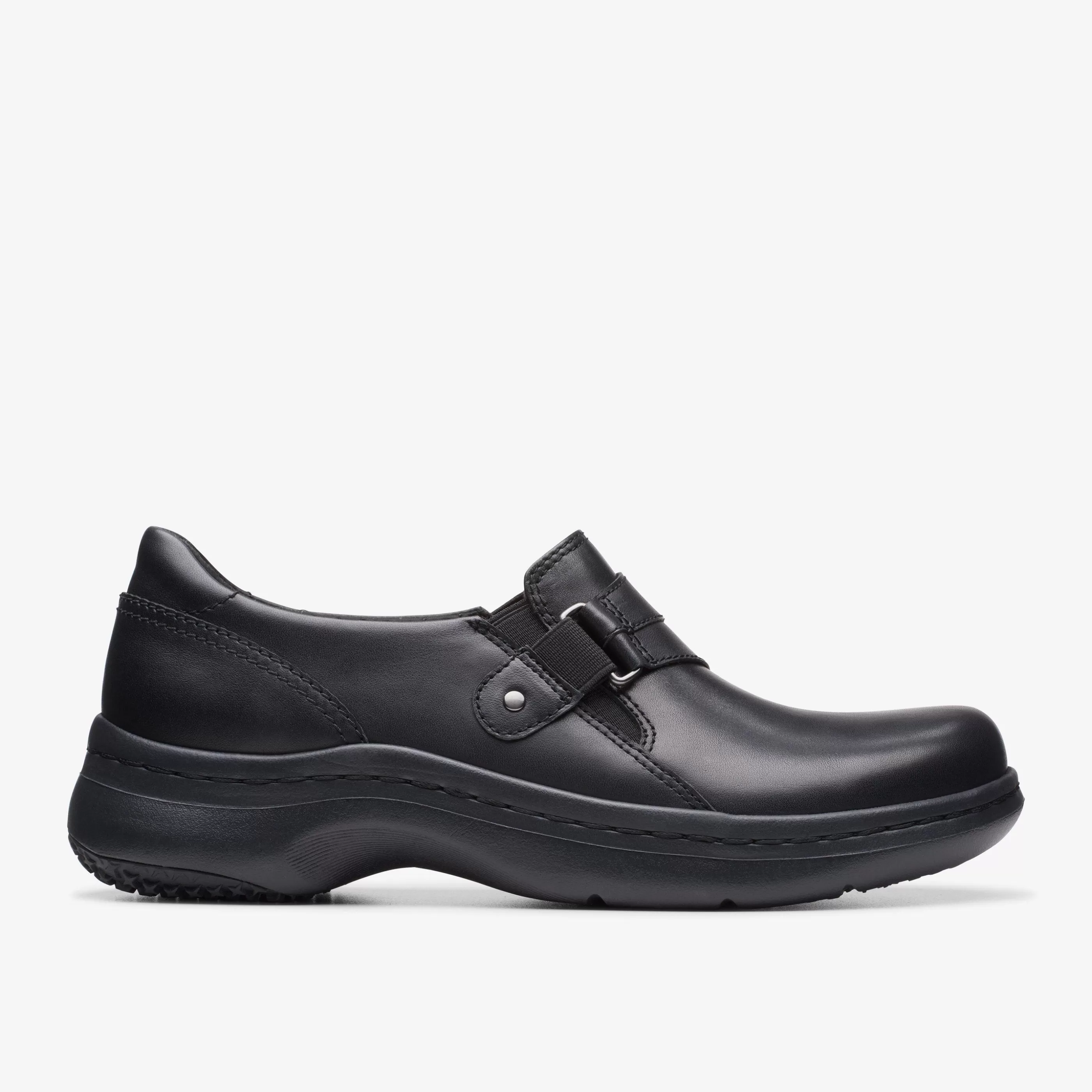 Fashion Pro Sky Black Leather Women Slip-Ons | Clogs & Mules