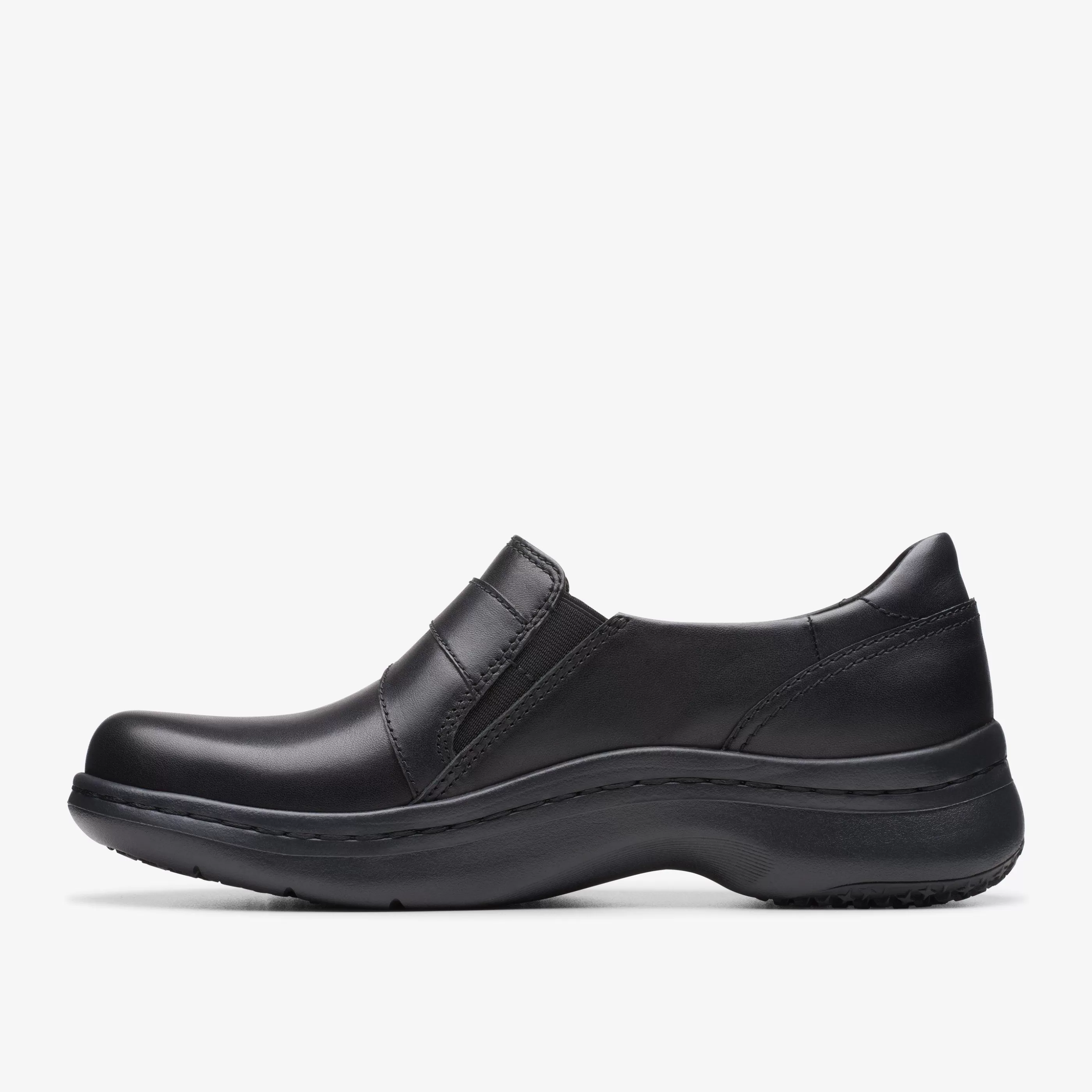 Fashion Pro Sky Black Leather Women Slip-Ons | Clogs & Mules